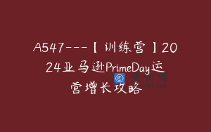 A547—【训练营】2024亚马逊PrimeDay运营增长攻略