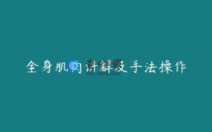 全身肌肉讲解及手法操作