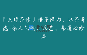 『王琼茶修』借茶修为，以茶养德-茶人气韵、茶艺、茶道必修课