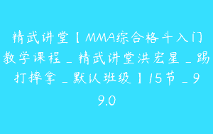 精武讲堂【MMA综合格斗入门教学课程_精武讲堂洪宏星_踢打摔拿_默认班级】15节_99.0