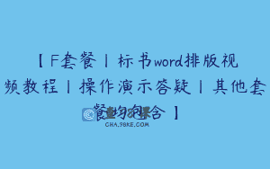 【F套餐丨标书word排版视频教程丨操作演示答疑丨其他套餐均包含】