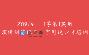 Z0914---[学浪]实用演讲训练课程_宁可说口才培训