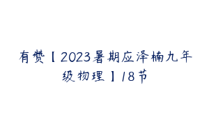 有赞【2023暑期应泽楠九年级物理】18节
