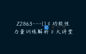 Z2863---[]《功能性力量训练解析》大讲堂