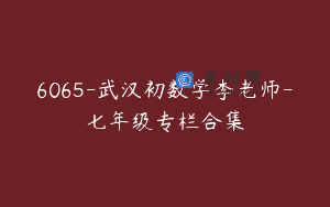 6065-武汉初数学李老师-七年级专栏合集