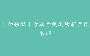 【加强班】专业音频现场扩声技术18