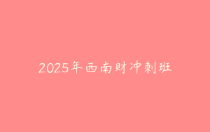 2025年西南财冲刺班