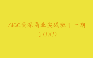 AIGC资深商业实战班【一期】(1)(1)