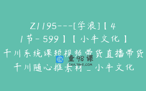 Z1195—[学浪]【41节-￥599】【小牛文化】千川系统课短视频带货直播带货千川随心推素材_小牛文化