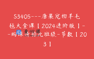 S3405—唐果宠物羊毛毡大全课【2024进阶版】–购课请拍此班级-节数【203】