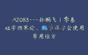 A2083—孙鹏飞丨零基础学伤寒论，36节课学会使用常用经方