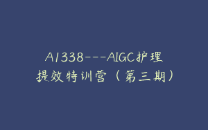 A1338—AIGC护理提效特训营（第三期）