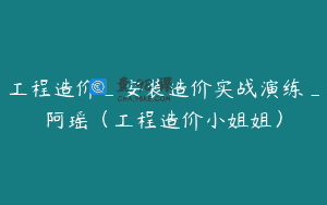 工程造价_安装造价实战演练_阿瑶（工程造价小姐姐）