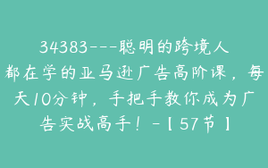 34383---聪明的跨境人都在学的亚马逊广告高阶课，每天10分钟，手把手教你成为广告实战高手！-【57节】