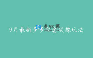 9月最新多多全套实操玩法