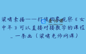 梁啸素描——打破物象观察《女中年》可以直接对接教学的课程_一条画（梁啸老师网课）