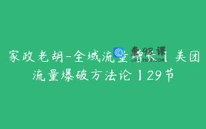 家政老胡-全域流量增长【美团流量爆破方法论】29节