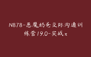 N878-恶魔奶爸交际沟通训练营19.0-实战π