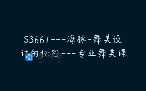 S3661—海豚-舞美设计的秘密—专业舞美课