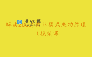 解读200套商业模式成功原理（视频课
