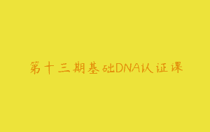 第十三期基础DNA认证课