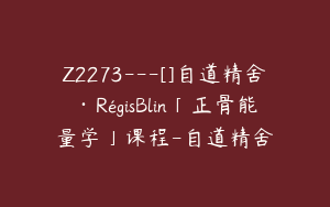 Z2273---[]自道精舍·RégisBlin「正骨能量学」课程-自道精舍