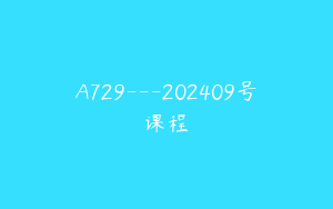 A729---202409号课程