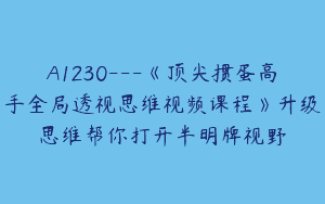 A1230—《顶尖掼蛋高手全局透视思维视频课程》升级思维帮你打开半明牌视野