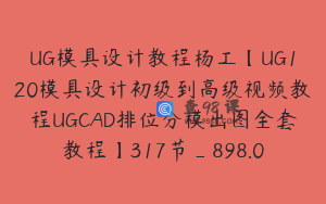UG模具设计教程杨工【UG120模具设计初级到高级视频教程UGCAD排位分模出图全套教程】317节_898.0