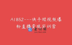 A1852—快手短视频爆粉直播变现实训营