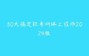30天搞定软考网络工程师2024版