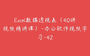 Excel数据透视表（40讲视频精讲课）-办公软件视频学习-42