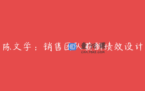 陈文学：销售团队薪酬绩效设计
