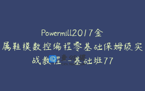 Powermill2017金属鞋模数控编程零基础保姆级实战教程–基础班77