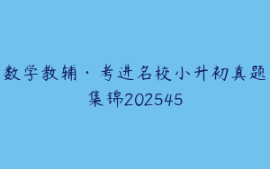 数学教辅·考进名校小升初真题集锦202545