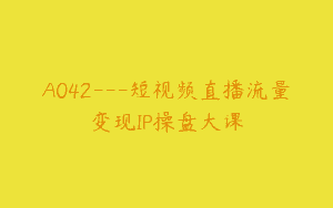 A042—短视频直播流量变现IP操盘大课