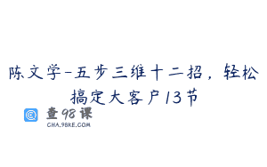 陈文学-五步三维十二招，轻松搞定大客户13节
