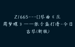 Z1665---[]琴曲《庄周梦蝶》——张子盛打谱-今日古琴(新版)
