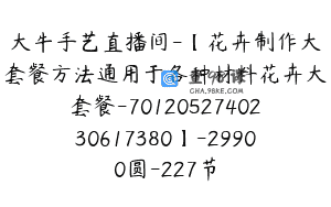 大牛手艺直播间-【花卉制作大套餐方法通用于各种材料花卉大套餐-7012052740230617380】-29900圆-227节