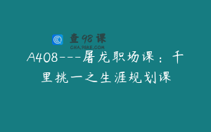 A408---屠龙职场课：千里挑一之生涯规划课