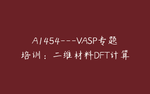 A1454—VASP专题培训：二维材料DFT计算