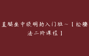 直腿坐中级明劲入门班~【松腰法二阶课程】