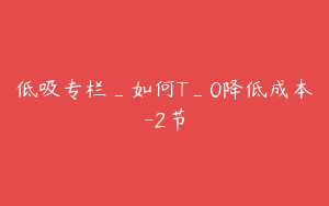 低吸专栏_如何T_0降低成本-2节