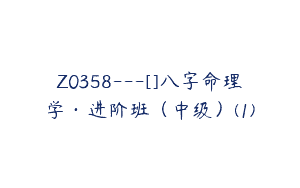 Z0358---[]八字命理学·进阶班（中级）(1)