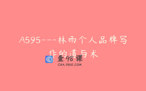 A595—林雨个人品牌写作的道与术
