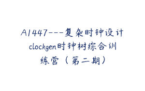 A1447—复杂时钟设计clockgen时钟树综合训练营（第二期）