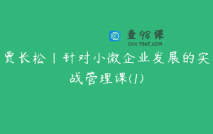 贾长松｜针对小微企业发展的实战管理课(1)