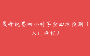 晟峰说易两小时学会四柱预测（入门课程）