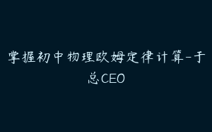 掌握初中物理欧姆定律计算-于总CEO