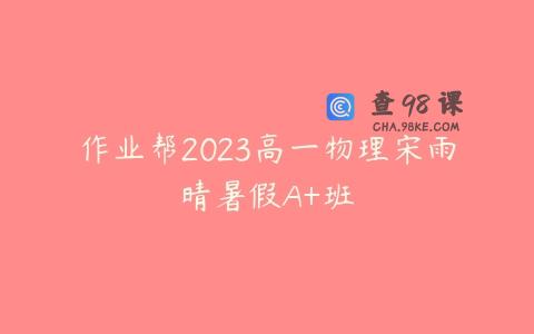 作业帮2023高一物理宋雨晴暑假A+班